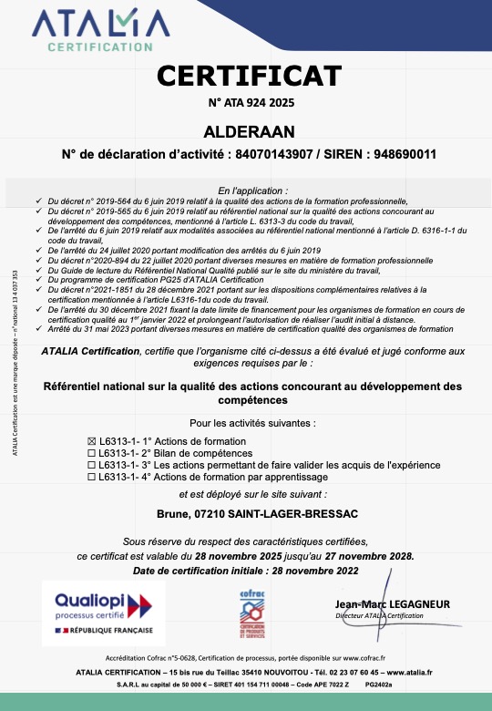 PG2402 Certificat RNQ_ALDERAAN